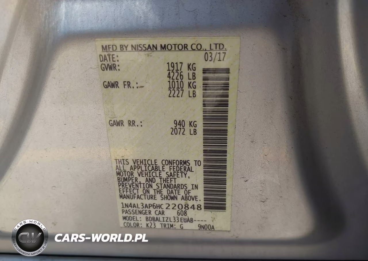 2017 Nissan Altima 2.5 Sv VIN:1N4AL3AP6HC220848 - 9