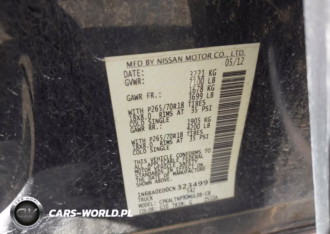 2012 Nissan Titan Sv VIN:1N6BA0ED0CN323499 - 9