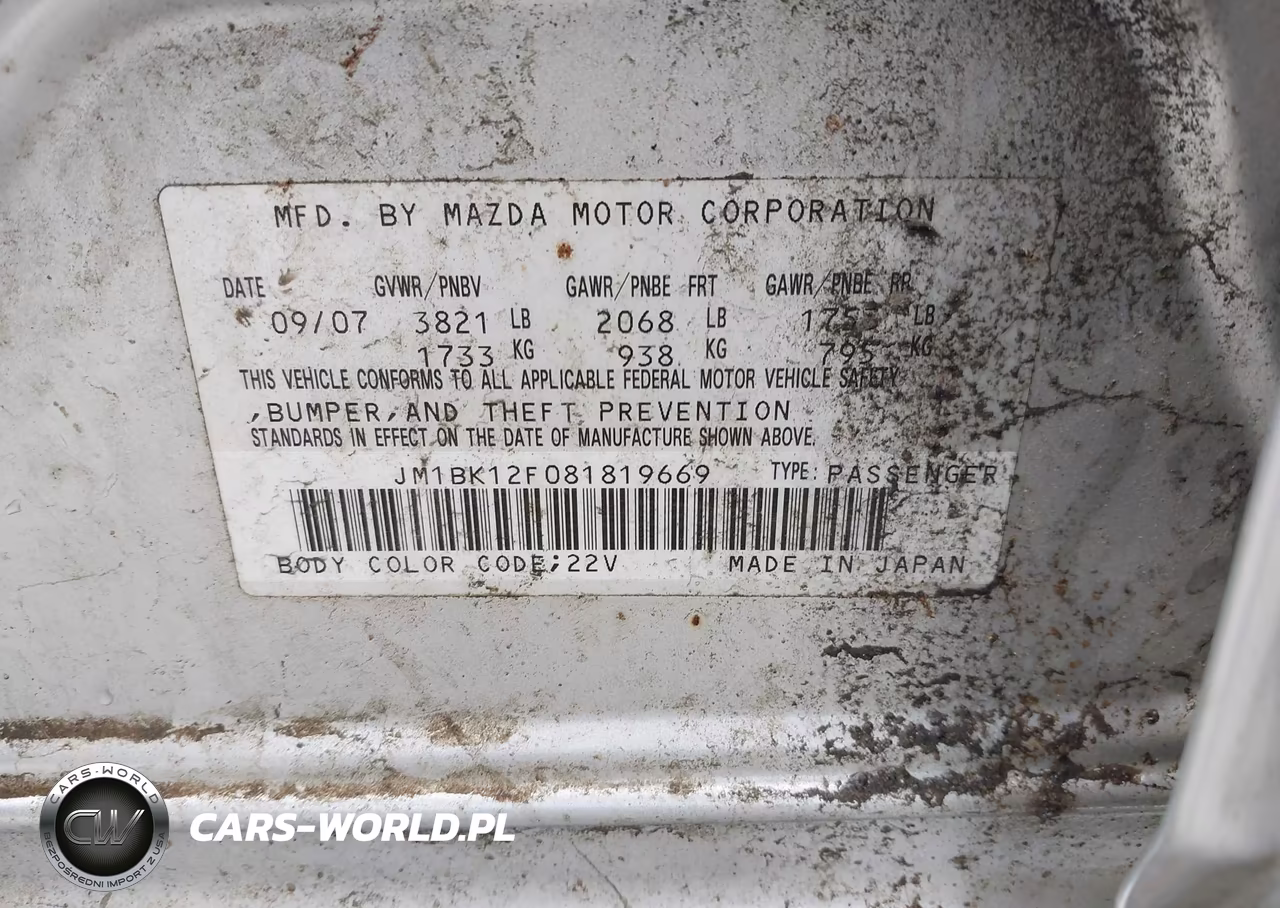 2008 Mazda Mazda3 I Sport VIN:JM1BK12F081819669 - 9