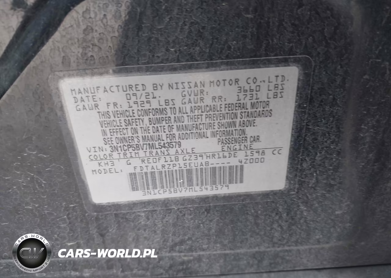 2021 Nissan Kicks S Xtronic Cvt VIN:3N1CP5BV7ML543579 - 9