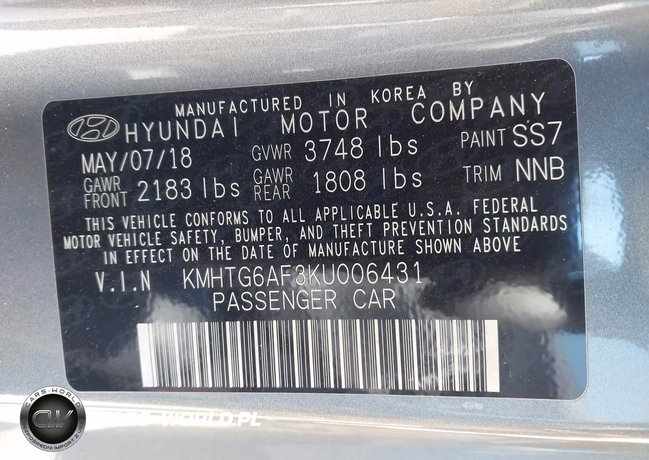 2019 Hyundai Veloster 2.0 VIN:KMHTG6AF3KU006431 - 9