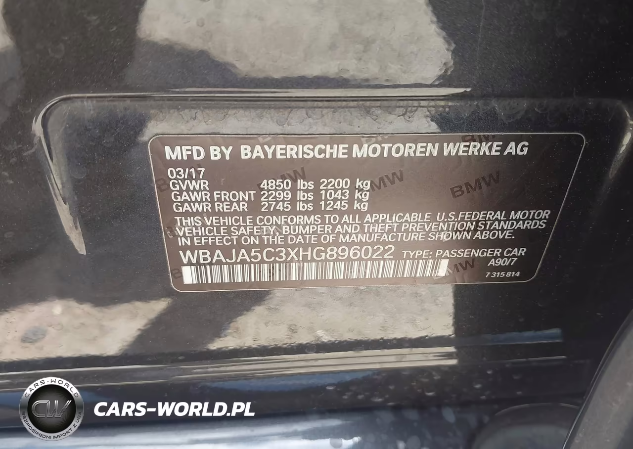 2017 BMW 530I VIN:WBAJA5C3XHG896022 - 9