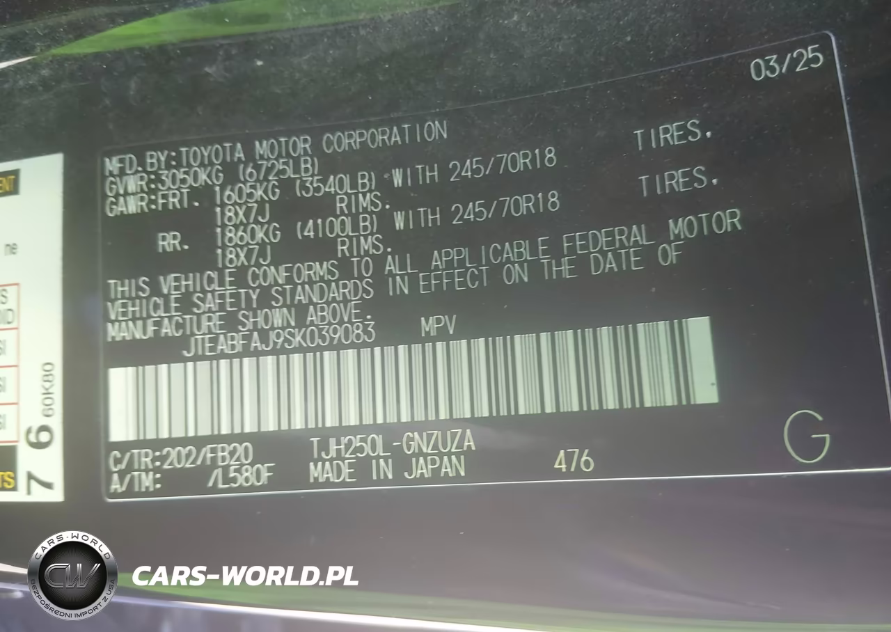 2025 Toyota Land Cruiser 1958 VIN:JTEABFAJ9SK039083 - 9