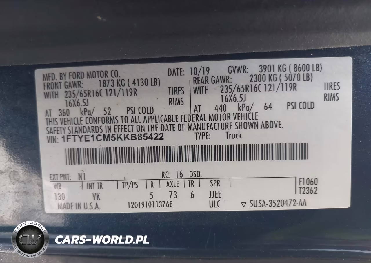 2019 Ford Transit-150 VIN:1FTYE1CM5KKB85422 - 9
