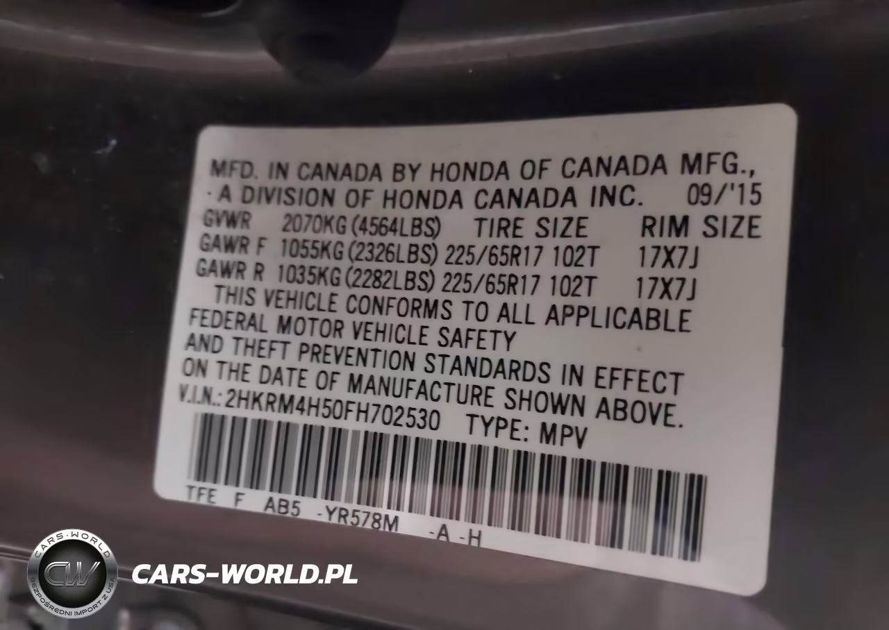 2015 Honda Cr-V Ex VIN:2HKRM4H50FH702530 - 9