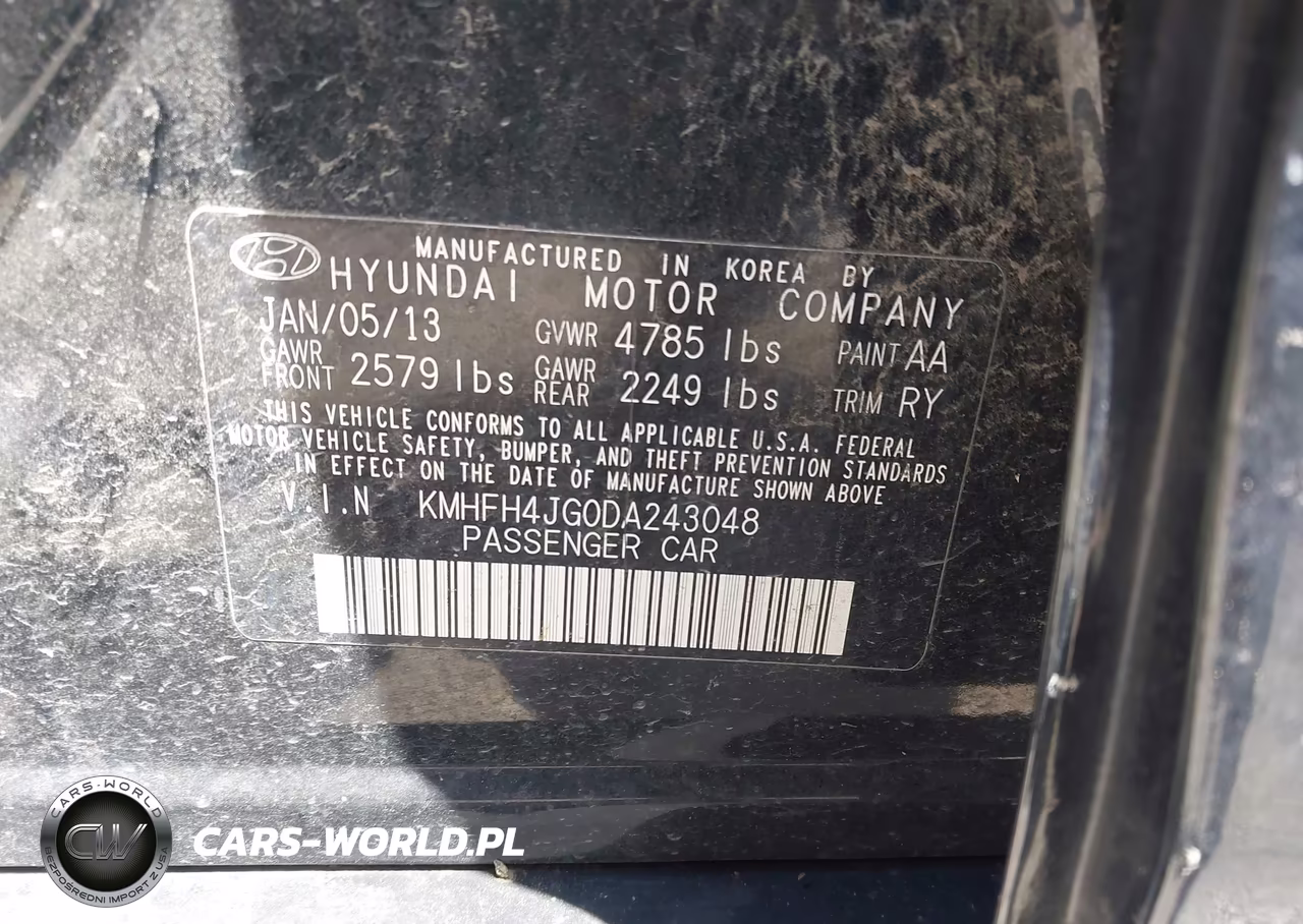 2013 Hyundai Azera VIN:KMHFH4JG0DA243048 - 9