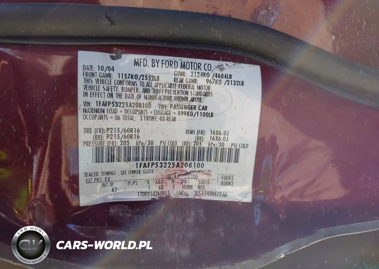 2005 Ford Taurus Se VIN:1FAFP53225A208100 - 9