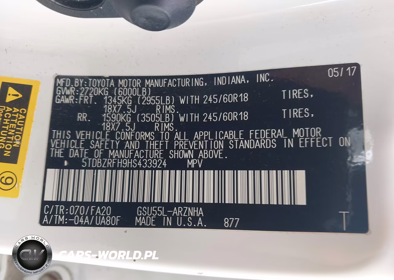 2017 Toyota Highlander Le Plus VIN:5TDBZRFH9HS433924 - 9