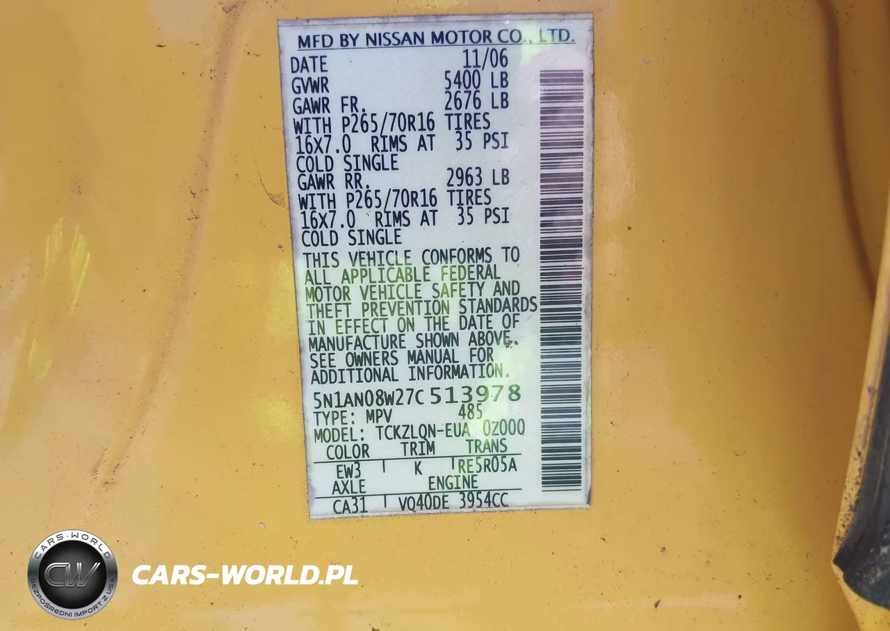2007 Nissan Xterra X VIN:5N1AN08W27C513978 - 9
