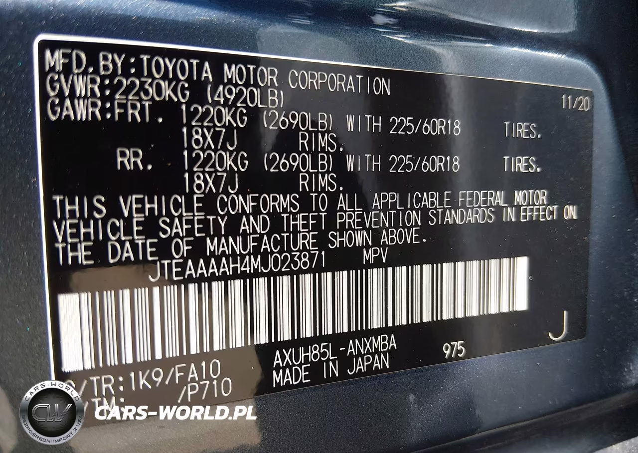 2021 Toyota Venza Le VIN:JTEAAAAH4MJ023871 - 9