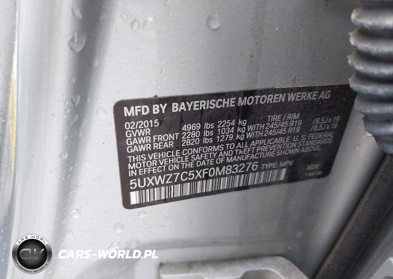 2015 BMW X3 Sdrive28I VIN:5UXWZ7C5XF0M83276 - 9