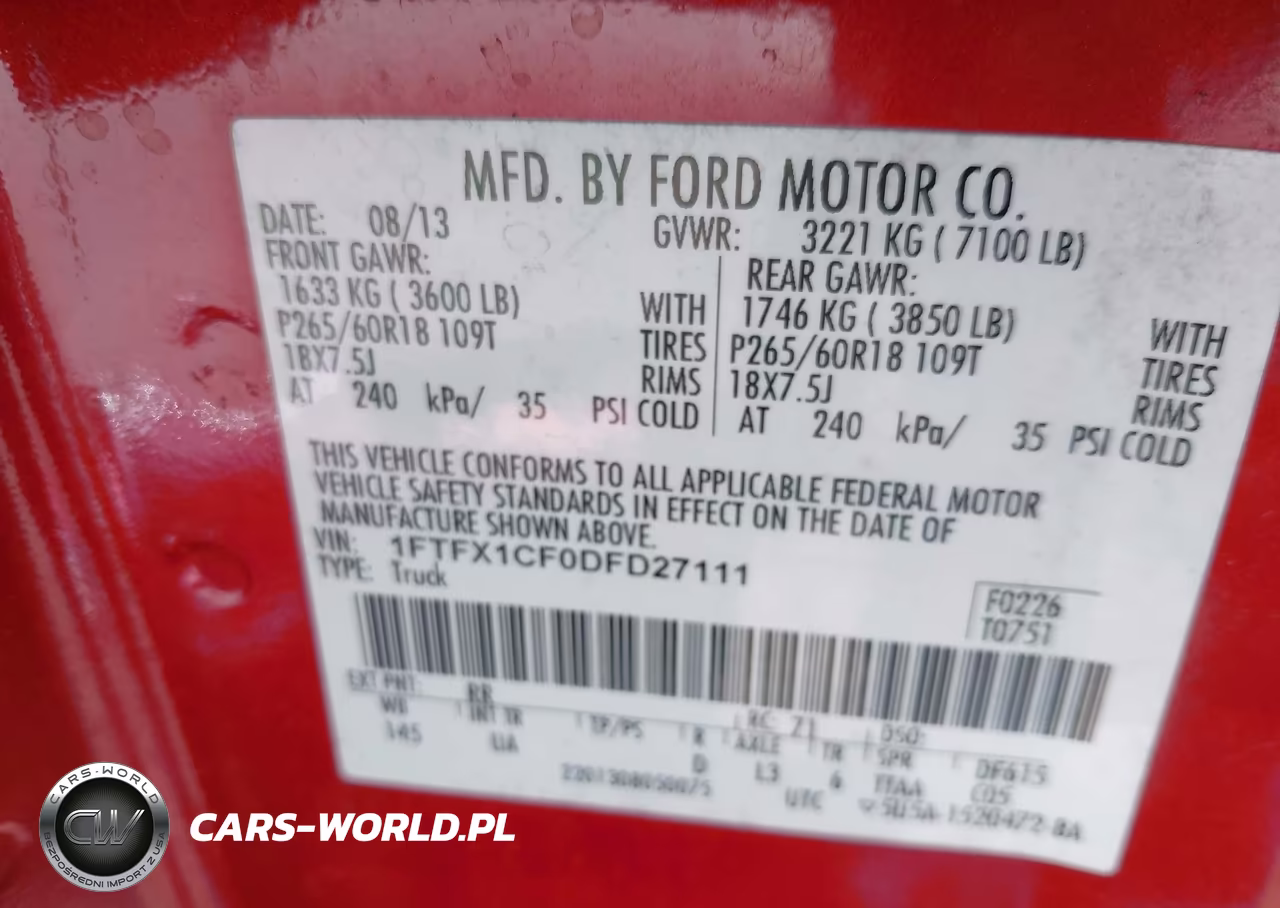 2013 Ford F-150 Xlt VIN:1FTFX1CF0DFD27111 - 9