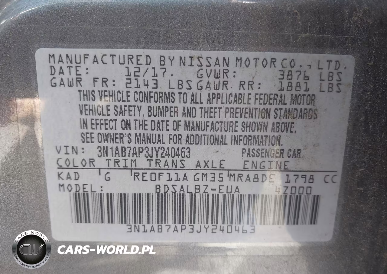 2018 Nissan Sentra S VIN:3N1AB7AP3JY240463 - 9