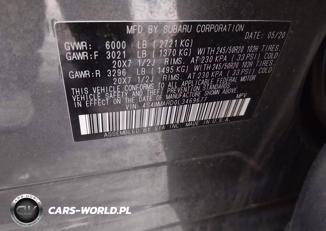 2020 Subaru Ascent Touring VIN:4S4WMARD0L3469677 - 9