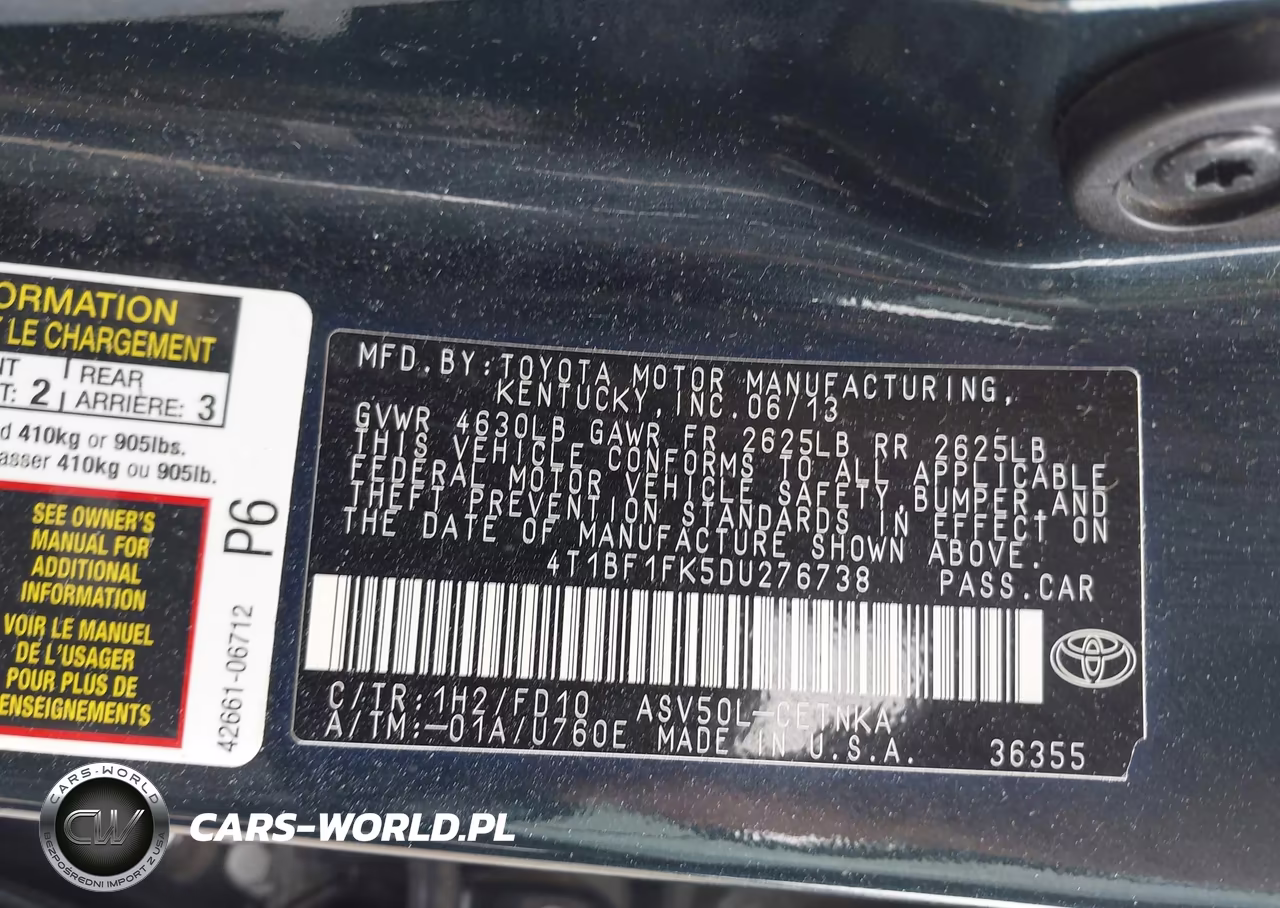 2013 Toyota Camry Le VIN:4T1BF1FK5DU276738 - 9