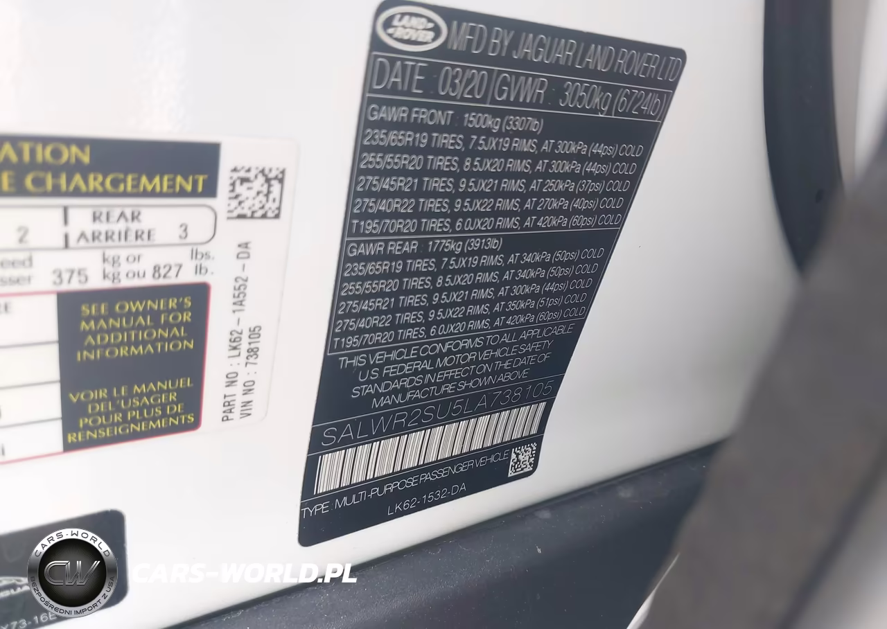 2020 Land Rover Range Rover Sport Hse Mhev VIN:SALWR2SU5LA738105 - 9