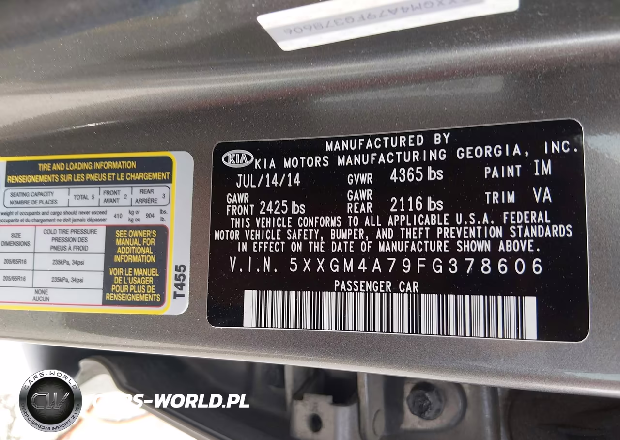 2015 Kia Optima Lx VIN:5XXGM4A79FG378606 - 9