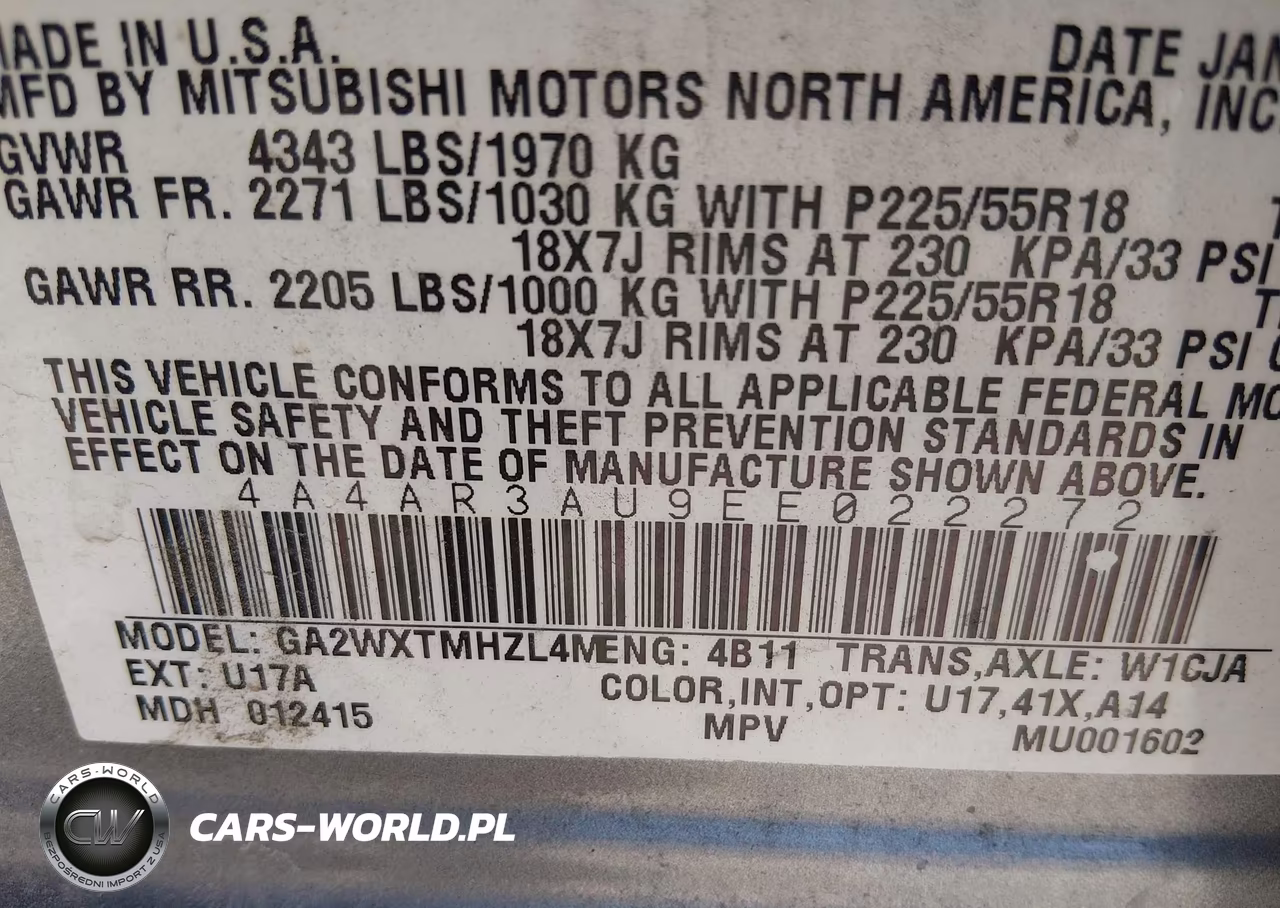 2014 Mitsubishi Outlander Sport Es VIN:4A4AR3AU9EE022272 - 9