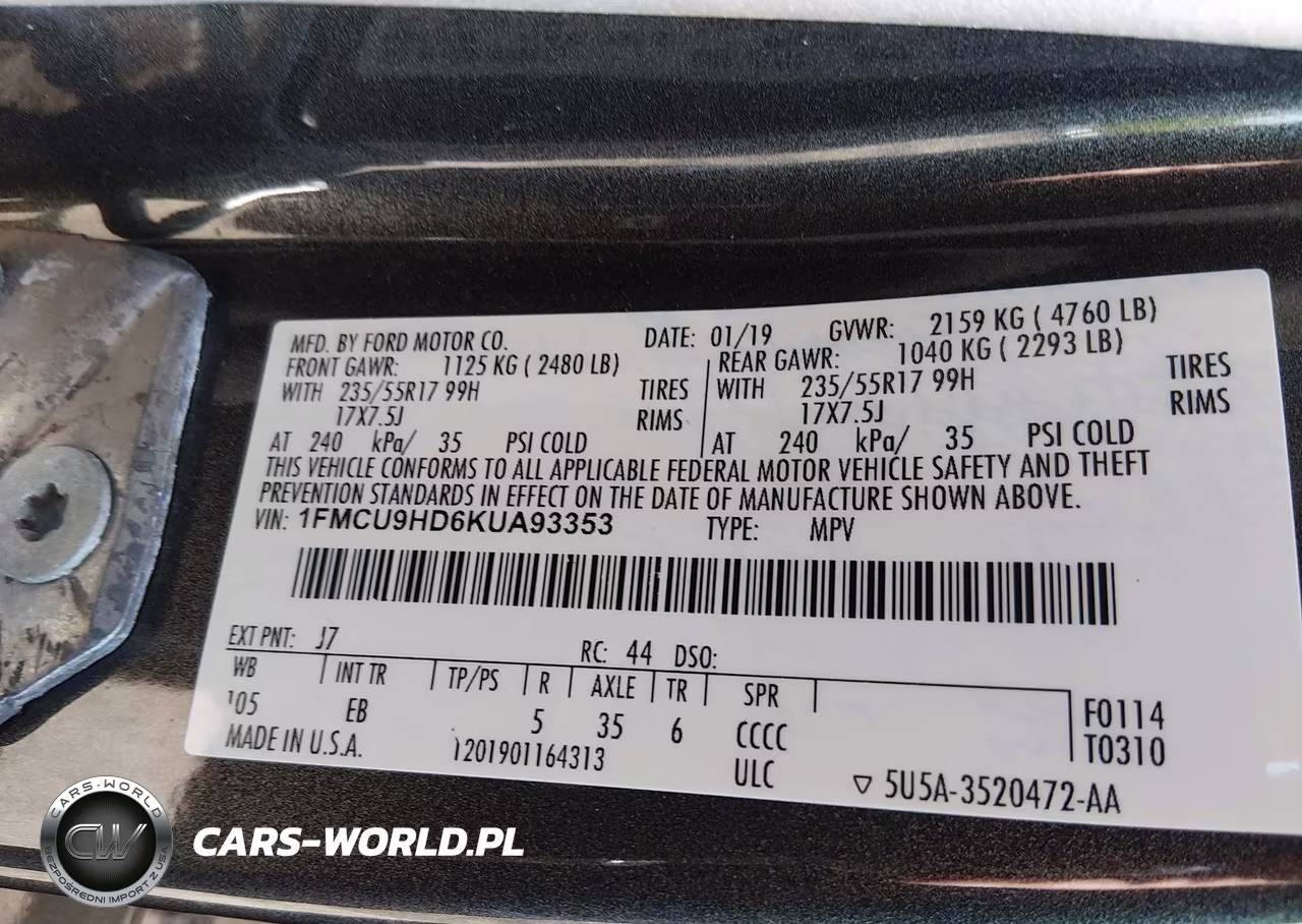 2019 Ford Escape Sel VIN:1FMCU9HD6KUA93353 - 9