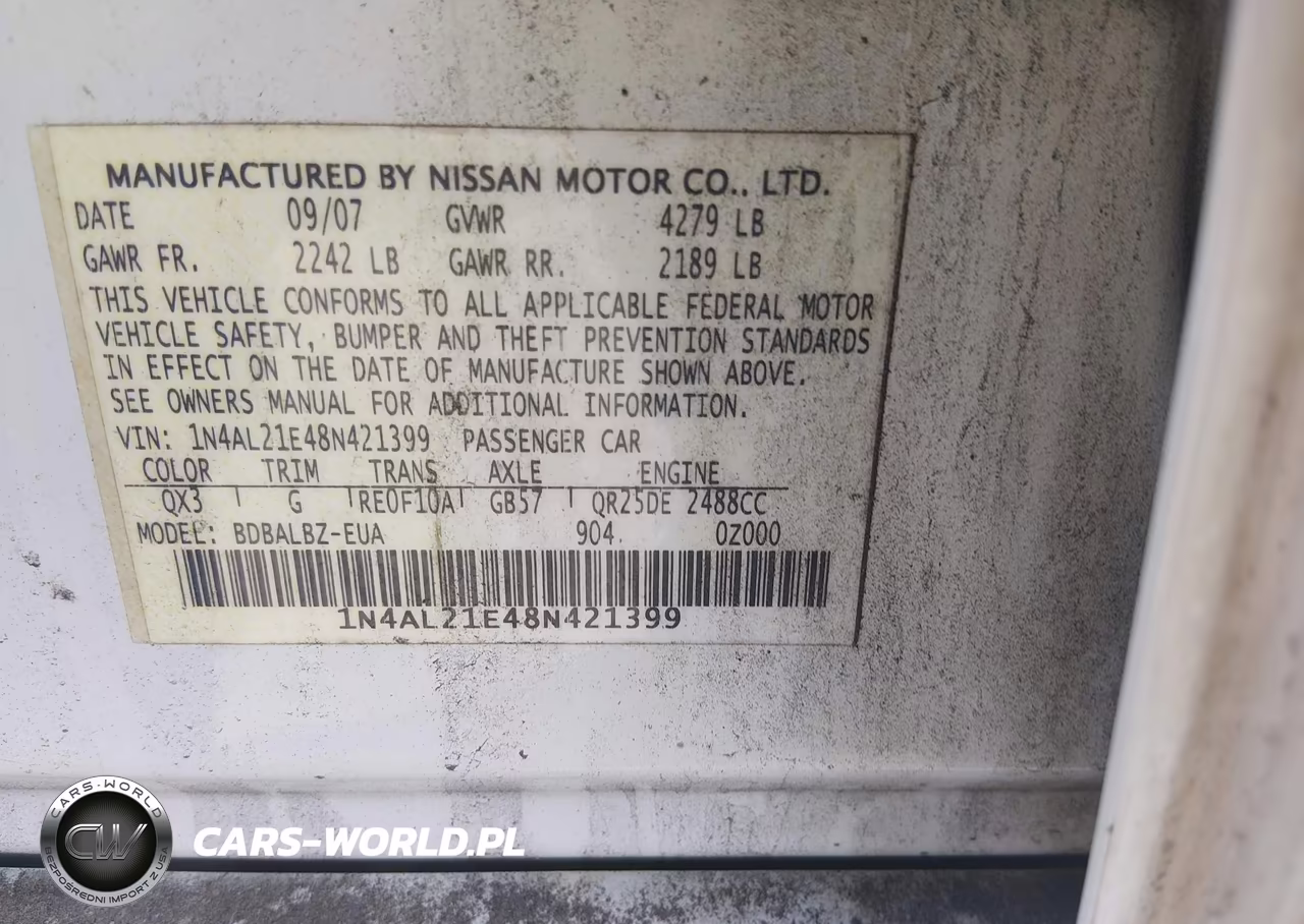 2008 Nissan Altima 2.5 S VIN:1N4AL21E48N421399 - 9