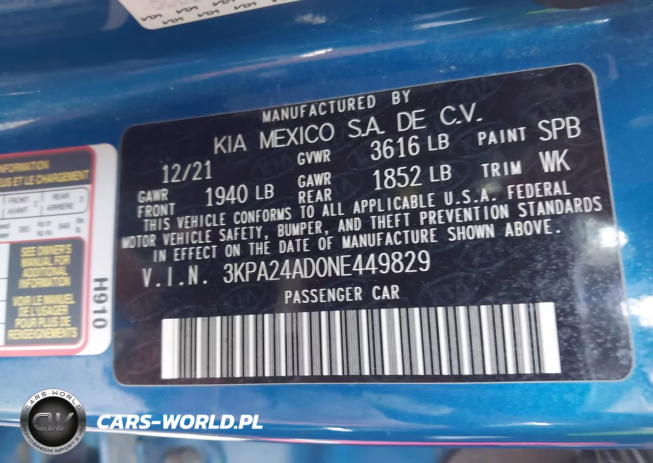 2022 Kia Rio S VIN:3KPA24AD0NE449829 - 9