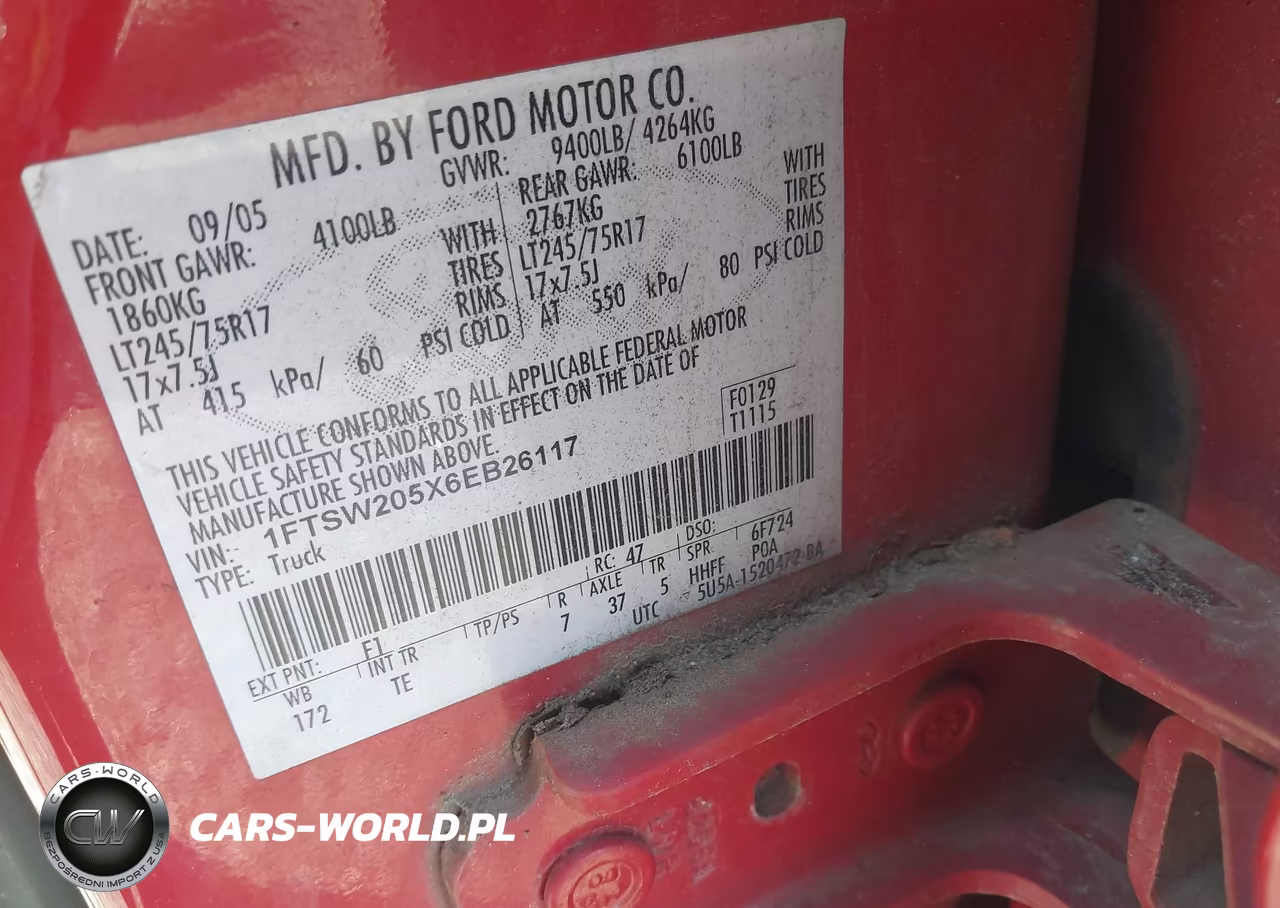 2006 Ford F-250 VIN:1FTSW205X6EB26117 - 9