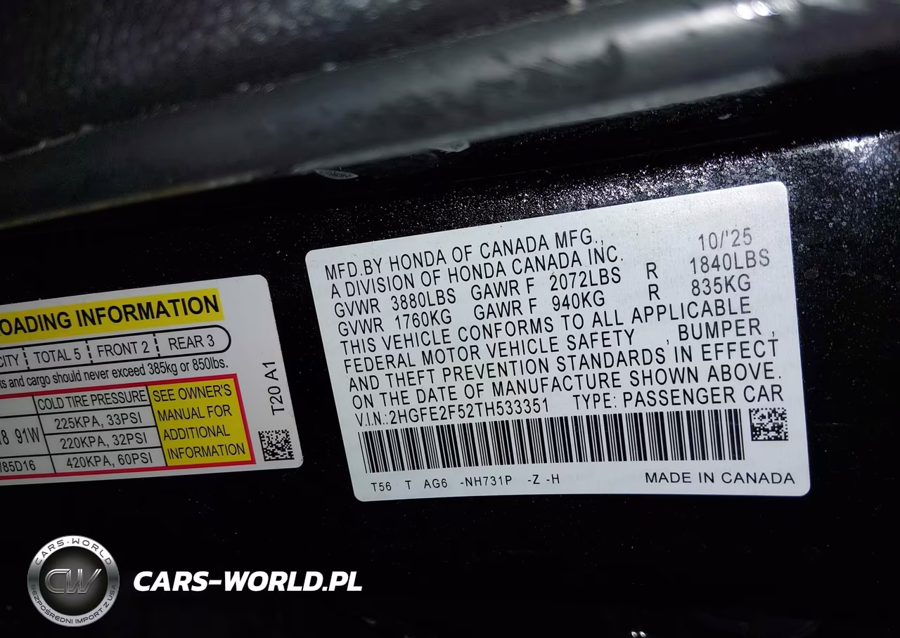 2026 Honda Civic Sport VIN:2HGFE2F52TH533351 - 9