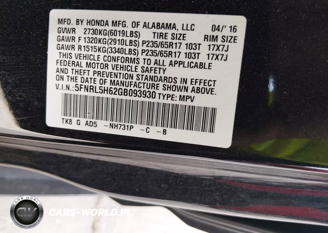 2016 Honda Odyssey Ex-L VIN:5FNRL5H62GB093930 - 9