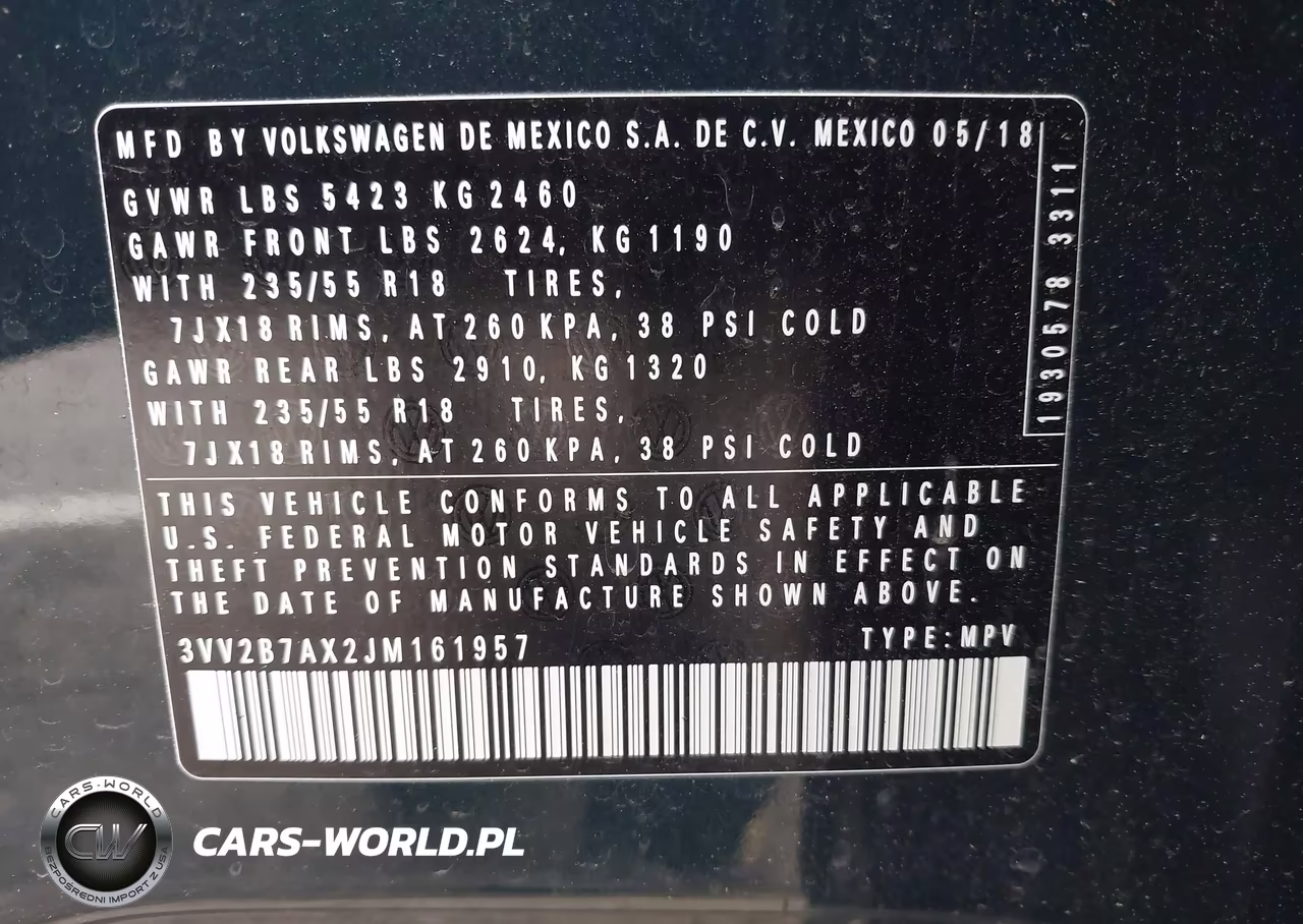 2018 Volkswagen Tiguan 2.0T Se-2.0T Sel VIN:3VV2B7AX2JM161957 - 9