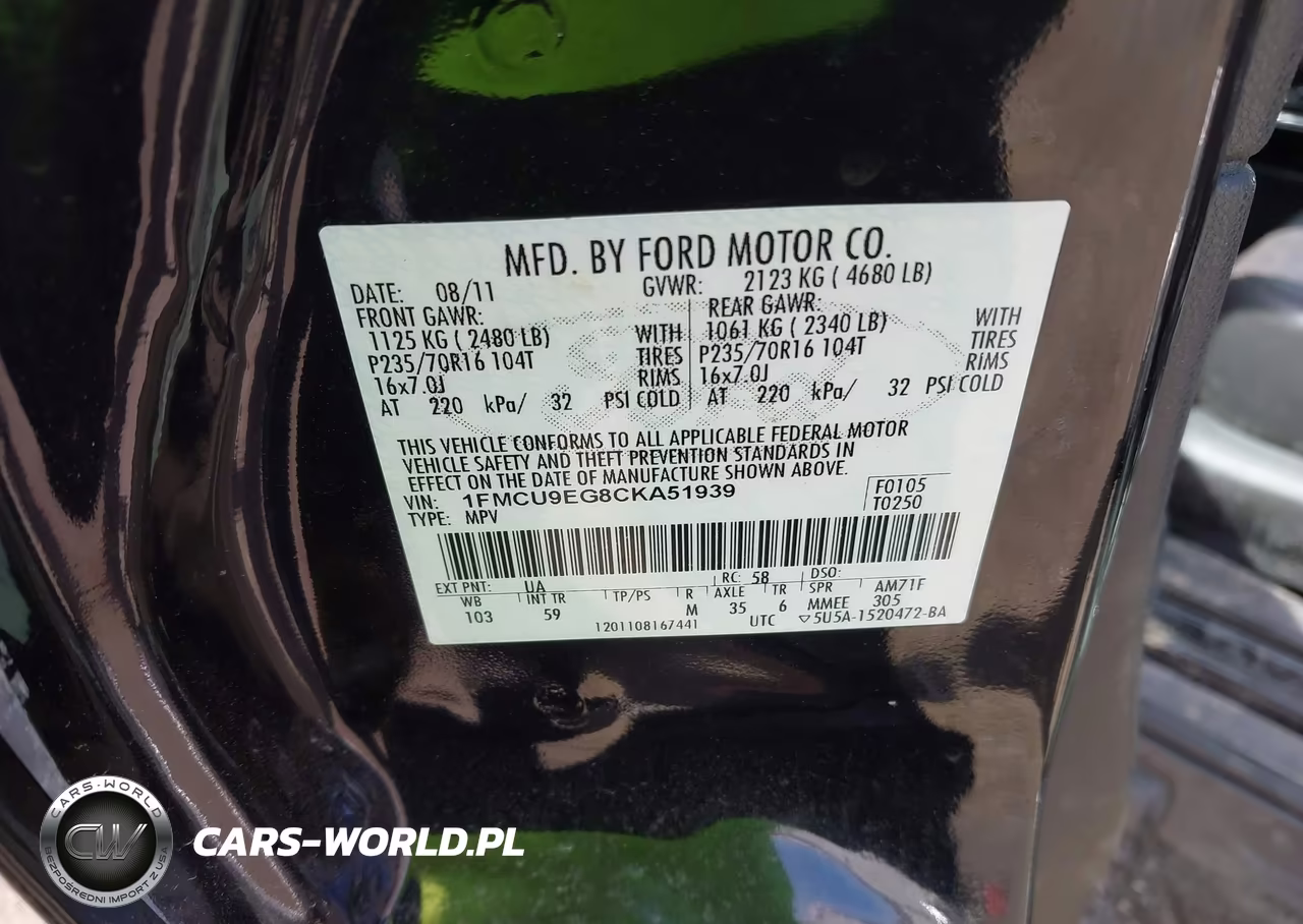 2012 Ford Escape Limited VIN:1FMCU9EG8CKA51939 - 9