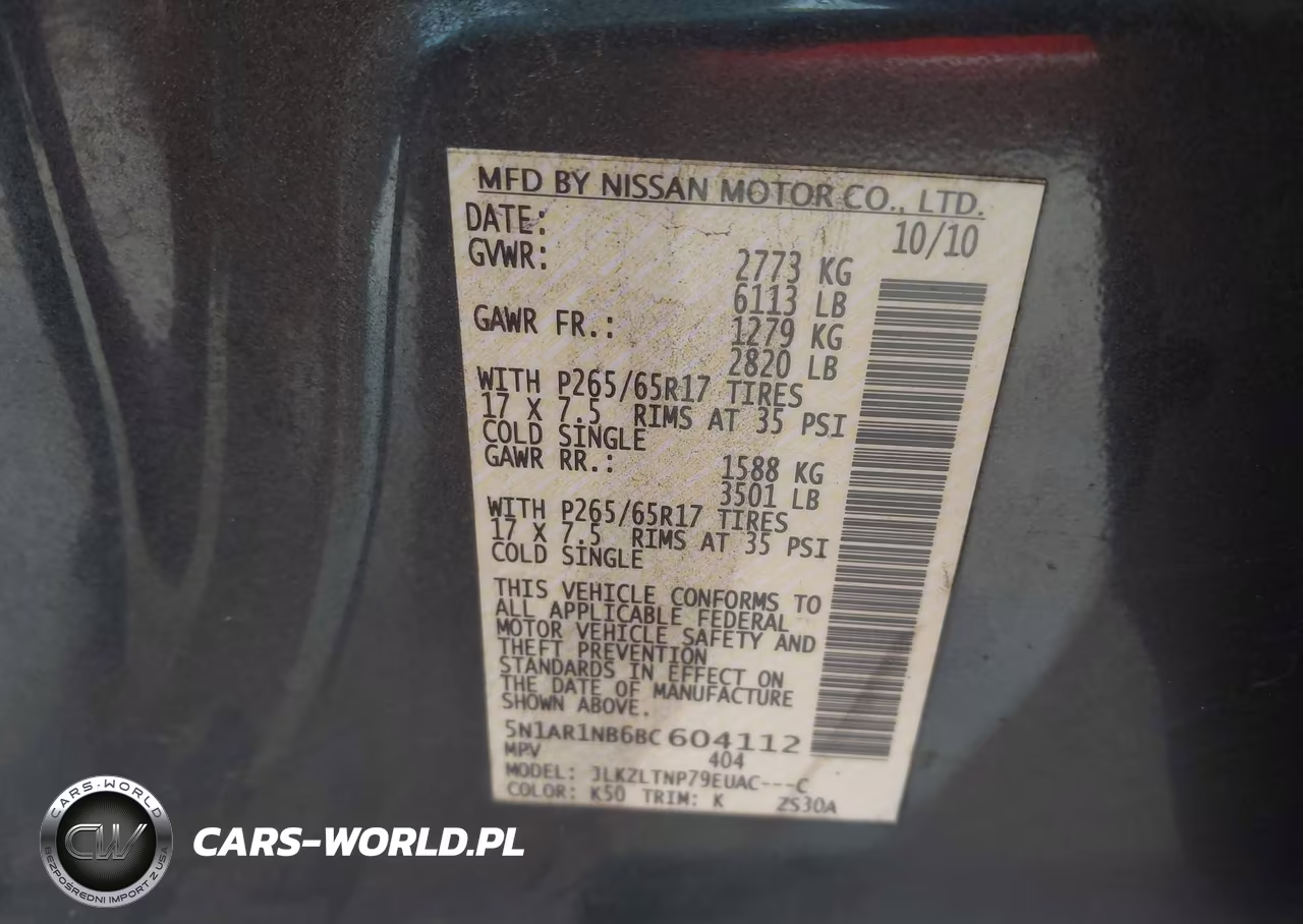 2011 Nissan Pathfinder Sv VIN:5N1AR1NB6BC604112 - 9