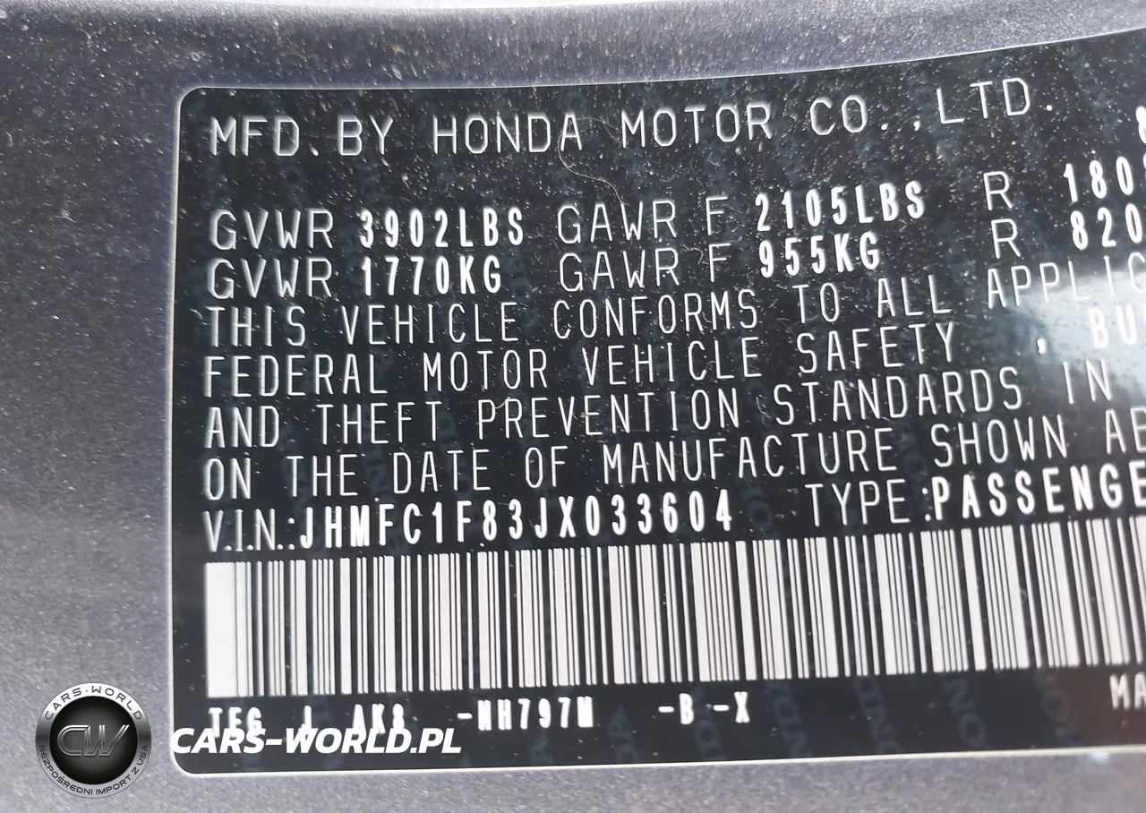 2018 Honda Civic Ex-L VIN:JHMFC1F83JX033604 - 9