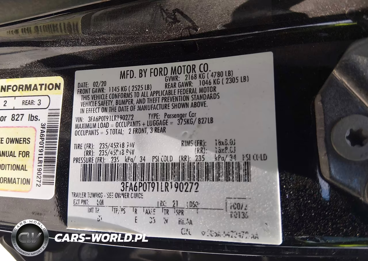2020 Ford Fusion Se VIN:3FA6P0T91LR190272 - 9