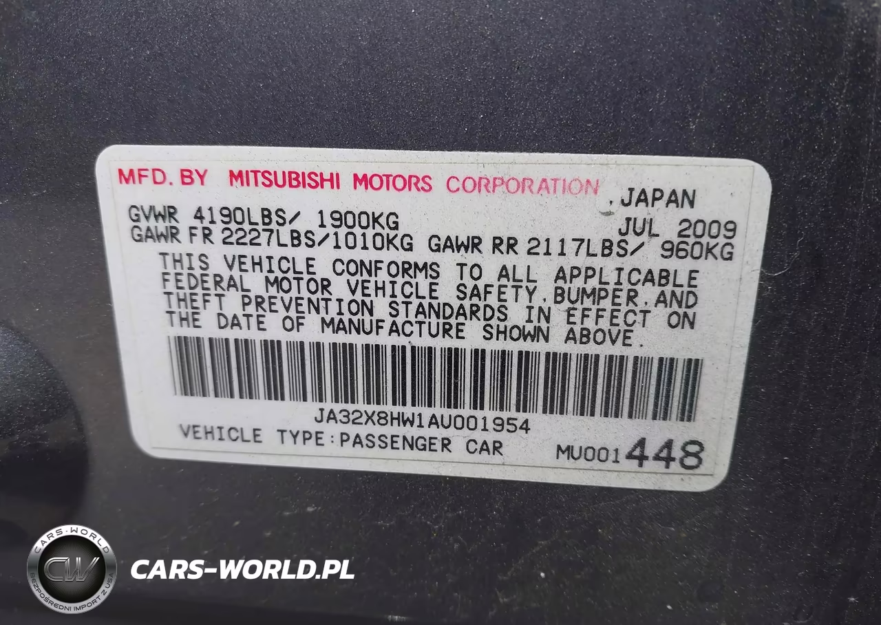 2010 Mitsubishi Lancer Sportback Gts VIN:JA32X8HW1AU001954 - 9