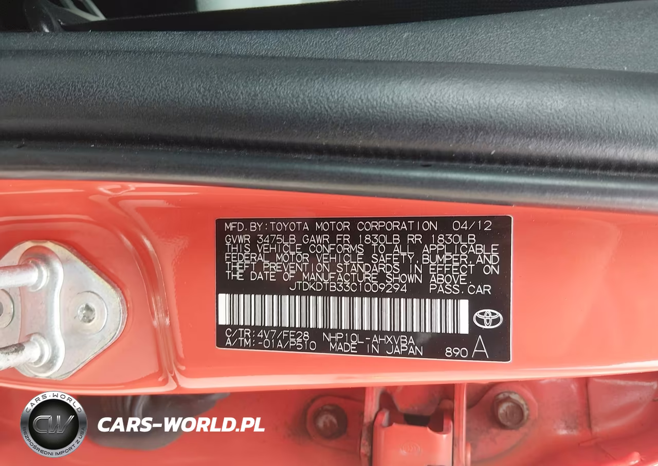 2012 Toyota Prius C One VIN:JTDKDTB33C1009294 - 9