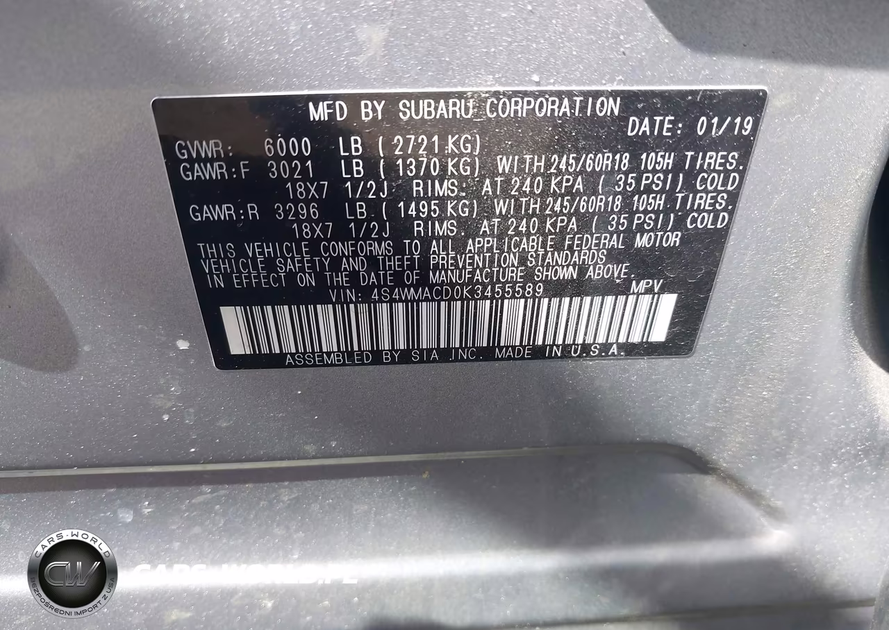 2019 Subaru Ascent Premium VIN:4S4WMACD0K3455589 - 9