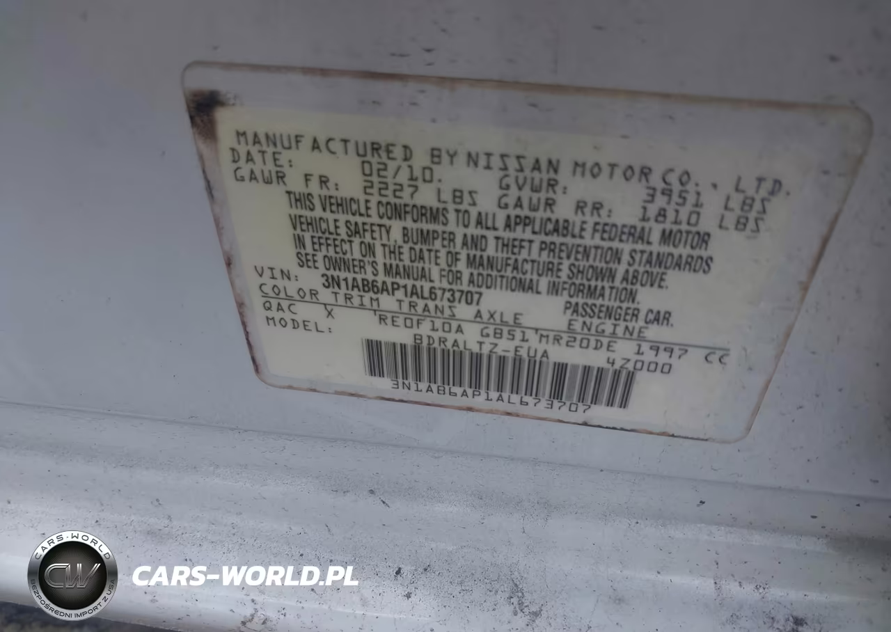 2010 Nissan Sentra 2.0S VIN:3N1AB6AP1AL673707 - 9