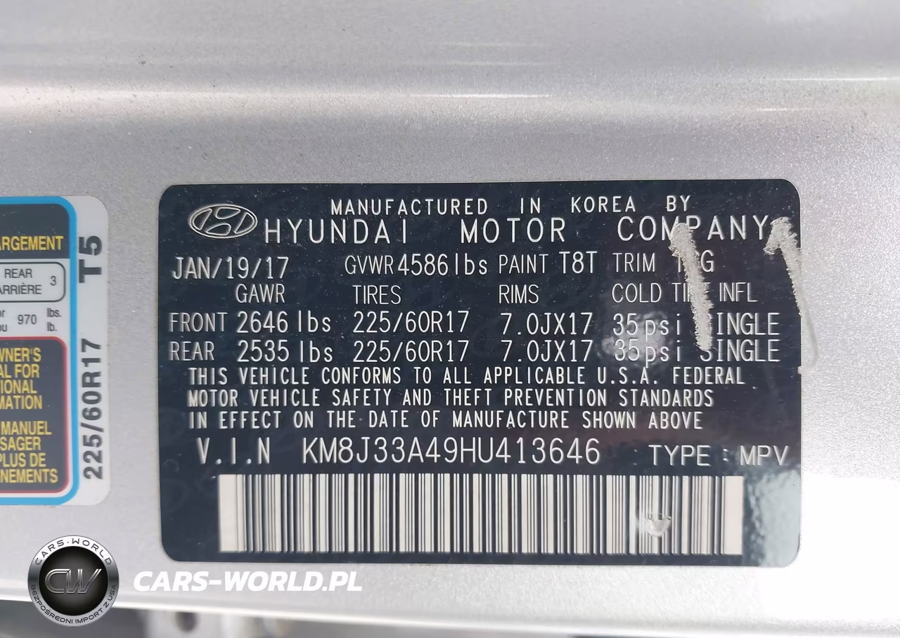 2017 Hyundai Tucson Se VIN:KM8J33A49HU413646 - 9