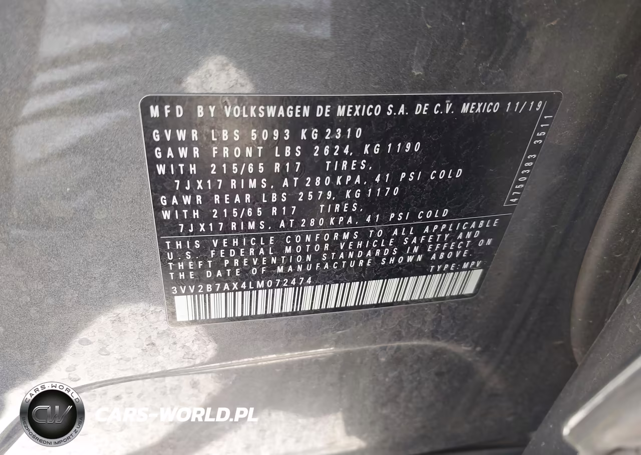 2020 Volkswagen Tiguan VIN:3VV2B7AX4LM072474 - 9