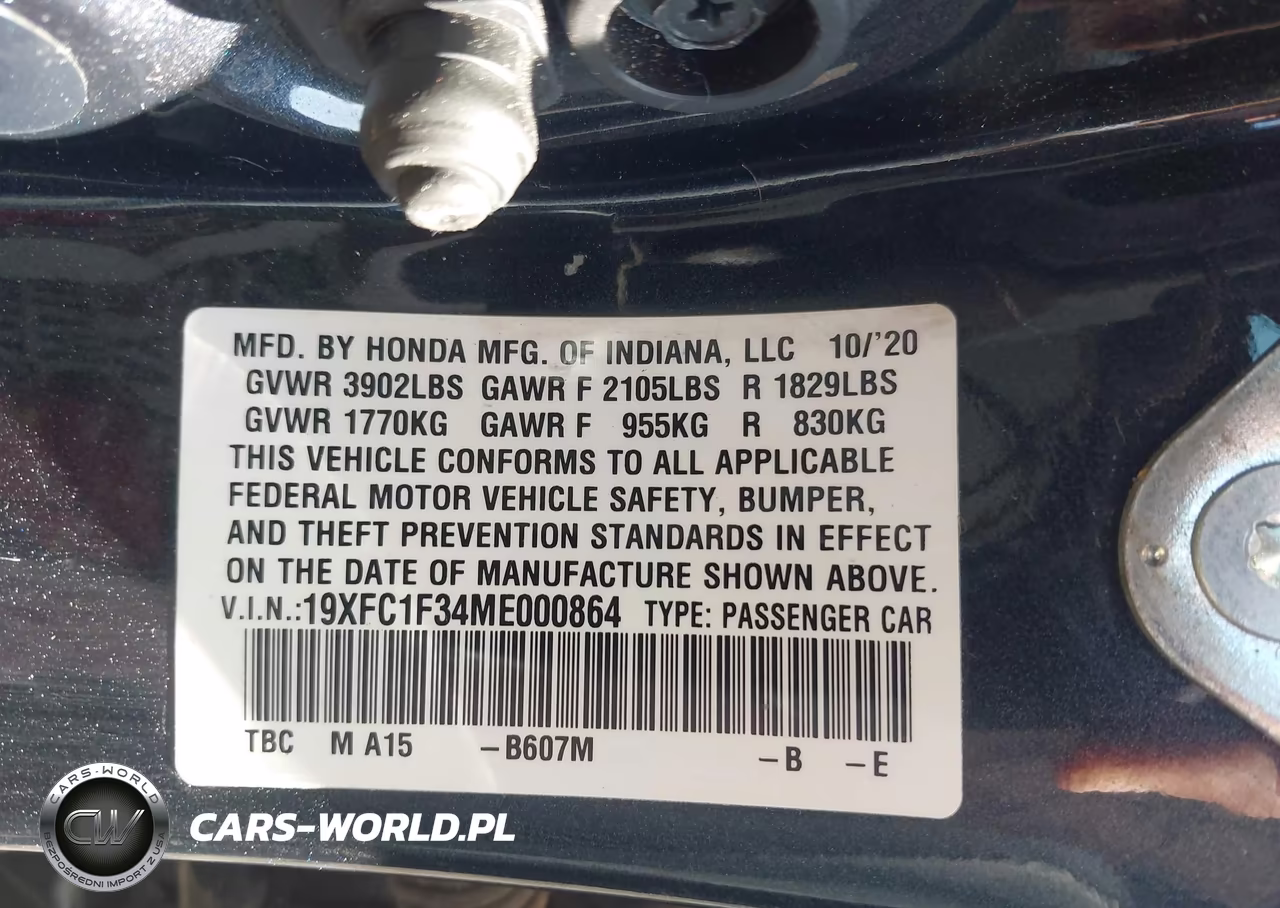2021 Honda Civic Ex VIN:19XFC1F34ME000864 - 9