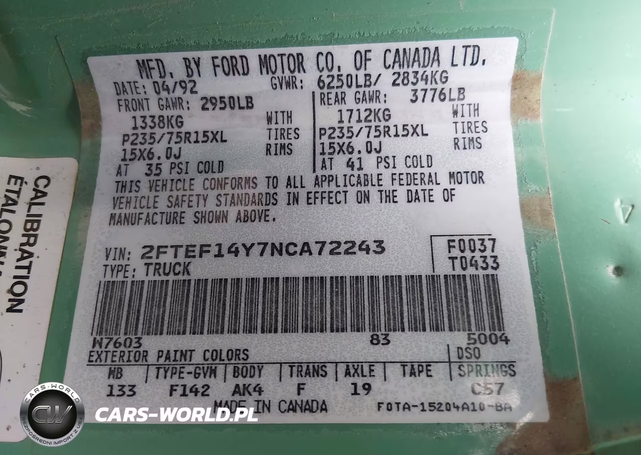 1992 Ford F150 VIN:2FTEF14Y7NCA72243 - 9