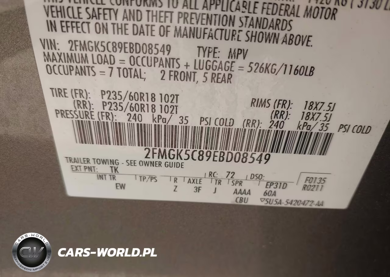 2014 Ford Flex Sel VIN:2FMGK5C89EBD08549 - 9