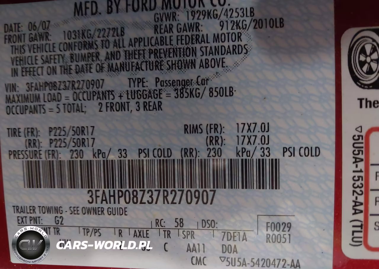 2007 Ford Fusion Sel VIN:3FAHP08Z37R270907 - 9