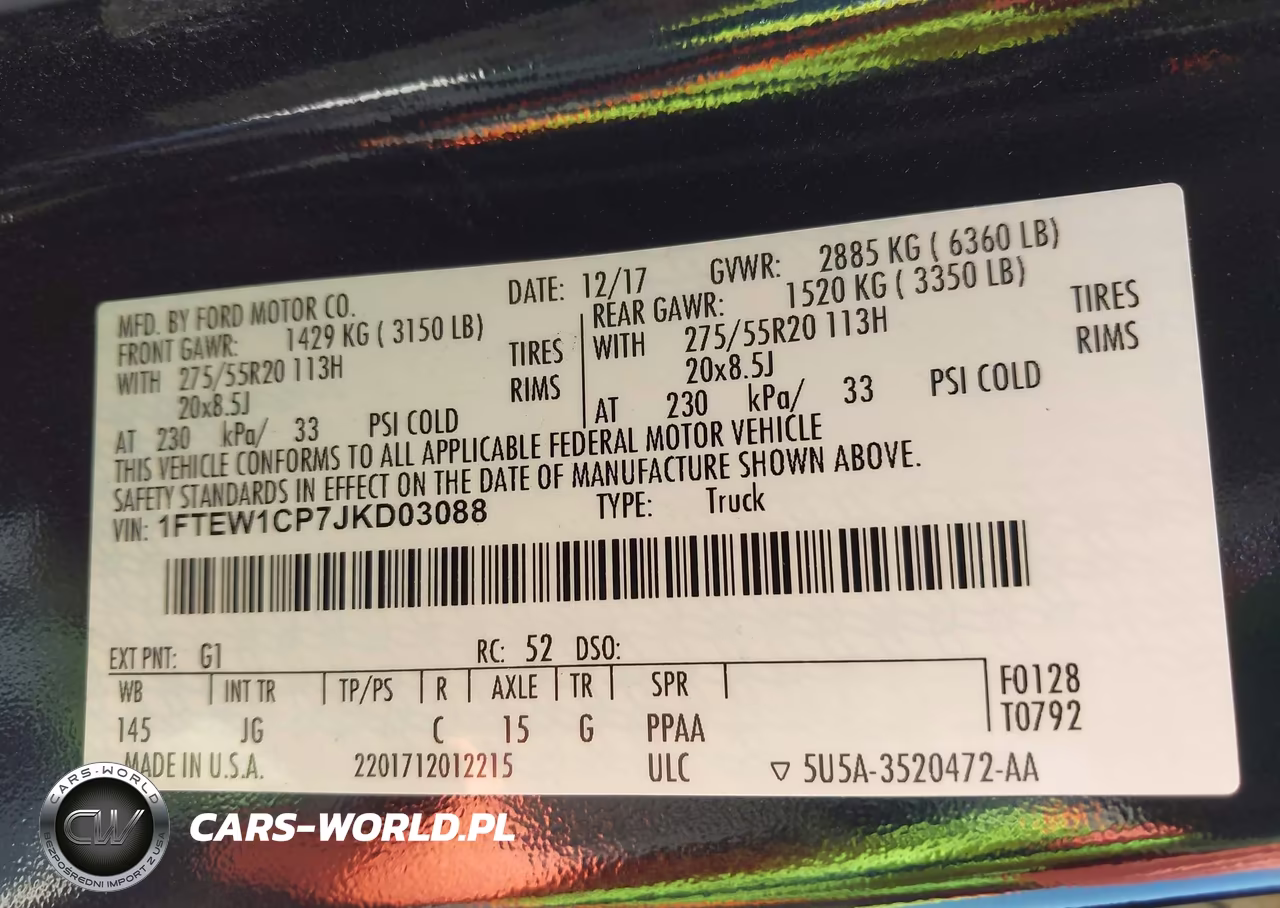 2018 Ford F-150 Xl VIN:1FTEW1CP7JKD03088 - 9