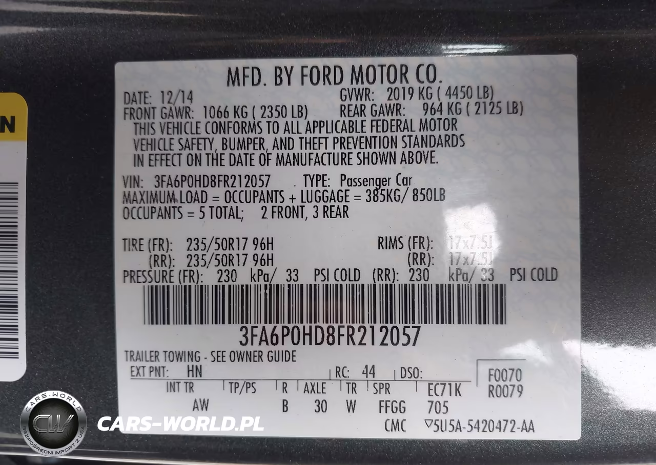 2015 Ford Fusion Se VIN:3FA6P0HD8FR212057 - 9