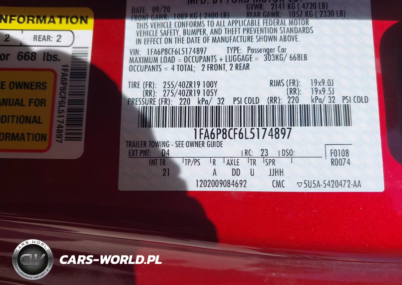 2020 Ford Mustang Gt Fastback VIN:1FA6P8CF6L5174897 - 9