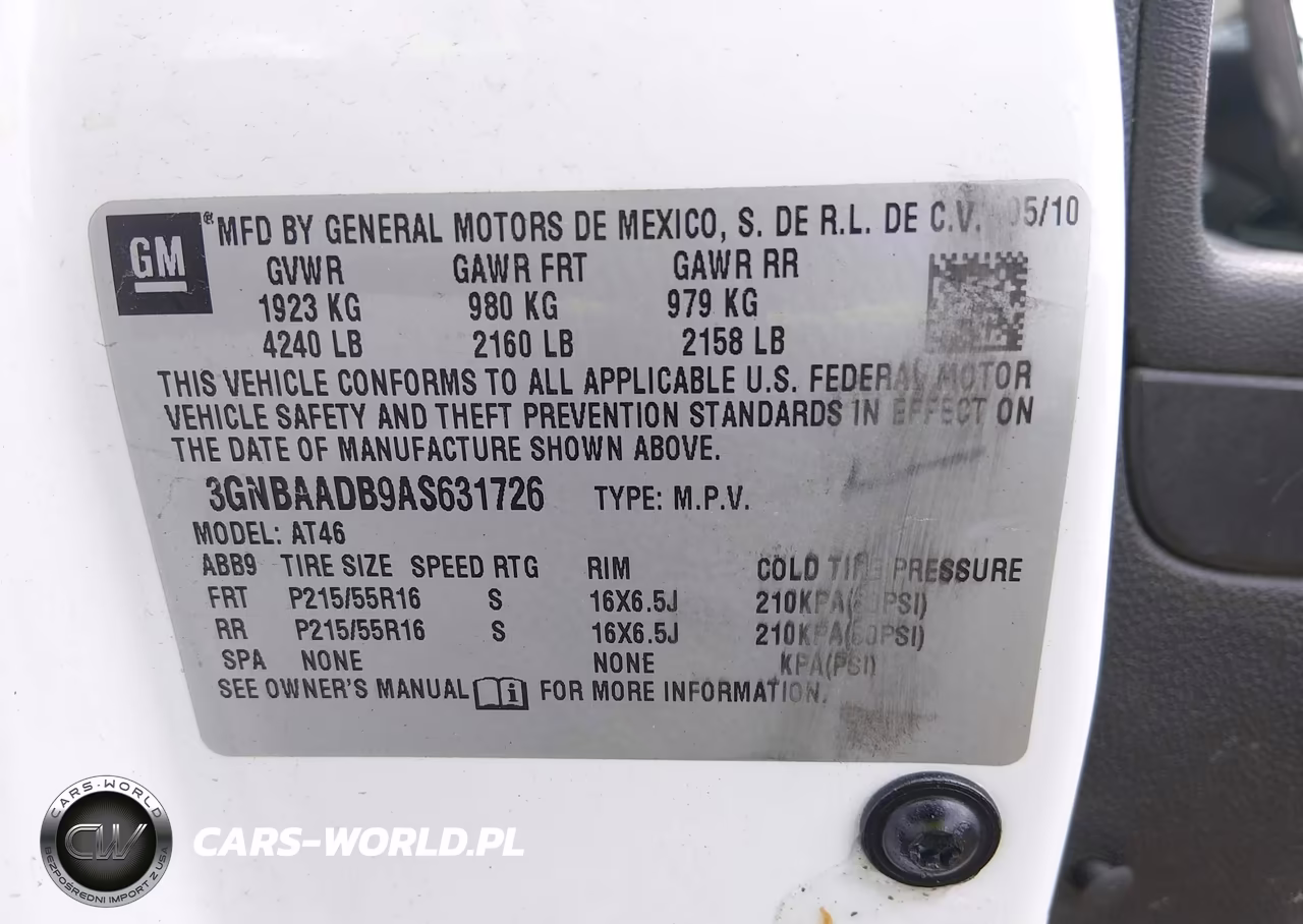 2010 Chevrolet Hhr Ls VIN:3GNBAADB9AS631726 - 9