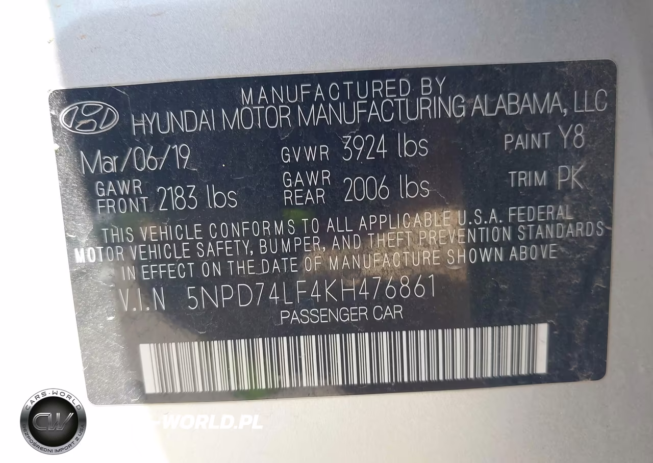 2019 Hyundai Elantra Se VIN:5NPD74LF4KH476861 - 9