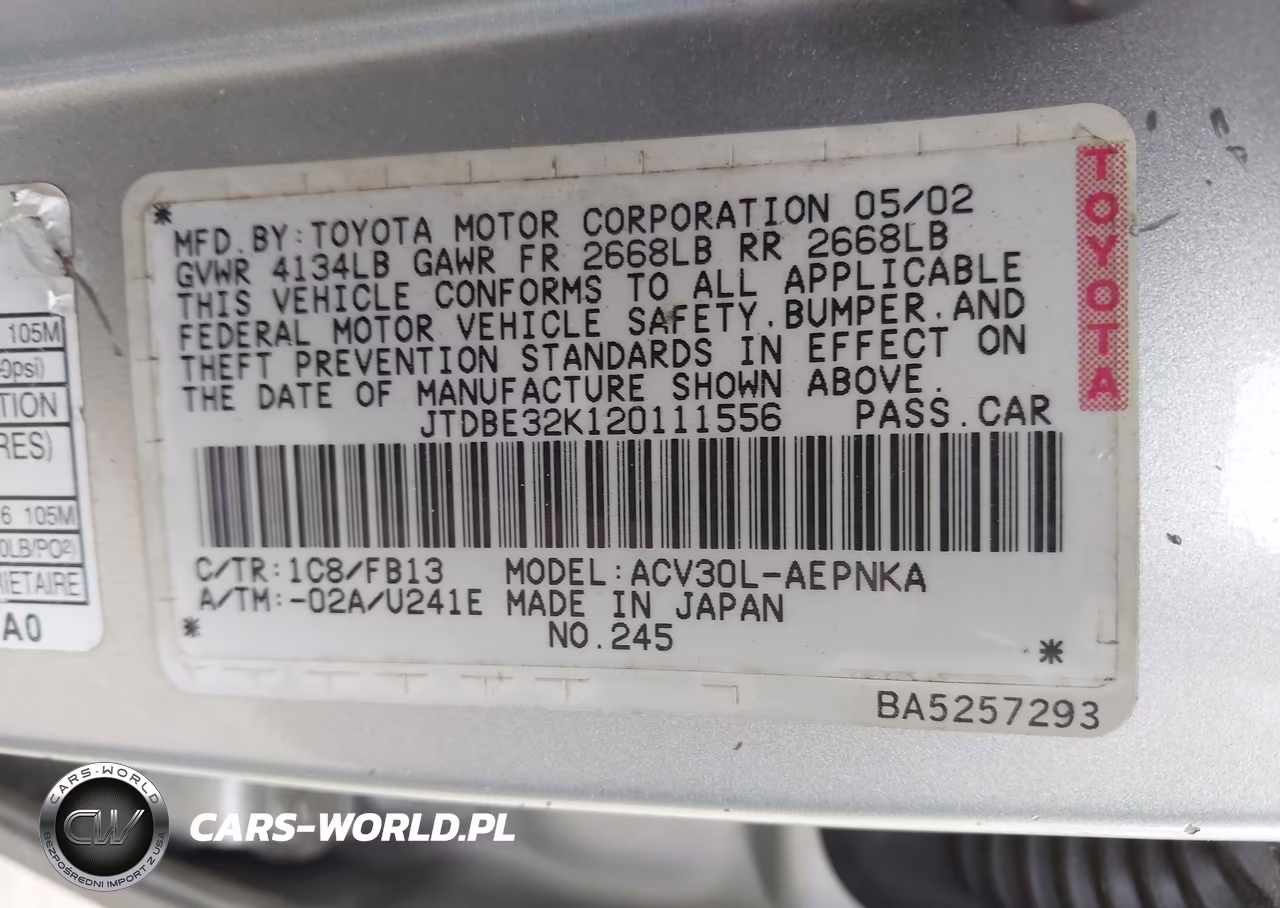 2002 Toyota Camry Le VIN:JTDBE32K120111556 - 9