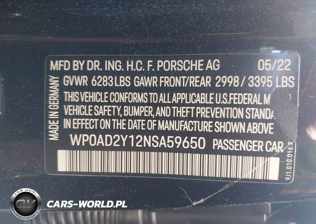2022 Porsche Taycan Gts VIN:WP0AD2Y12NSA59650 - 9